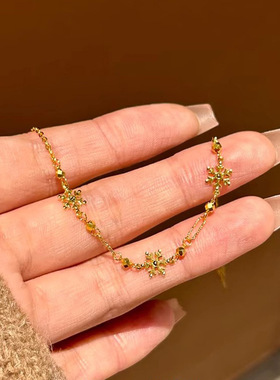 925银冬至降临金色雪花手链新款秋冬高级感轻奢简约手串手饰品