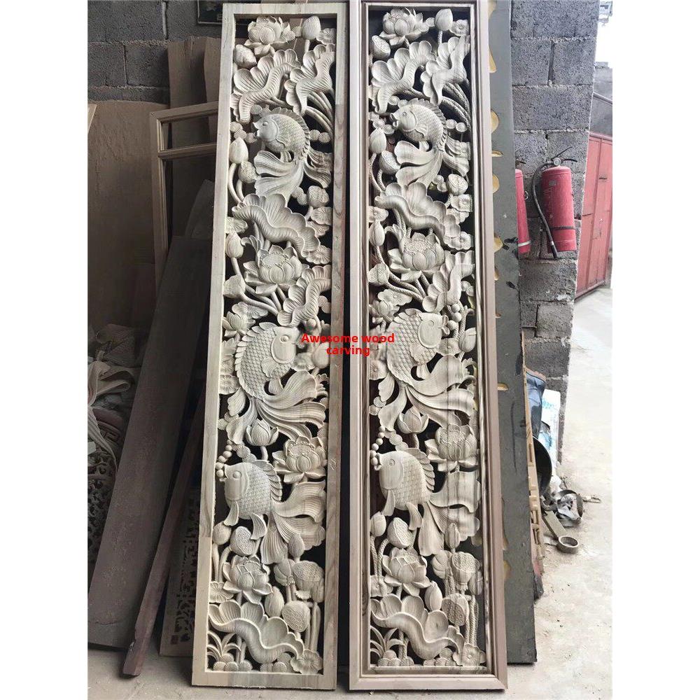 东阳木雕花板中国彷古实木入口手工雕花吊顶背景墙隔断屏风定制