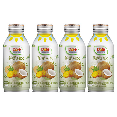 dole都乐菠萝椰子气泡果汁饮料饮品4瓶