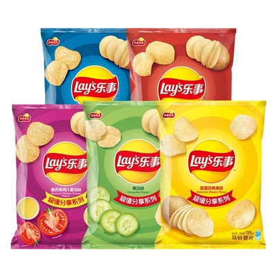 乐事膨化薯片135g*2包随机口味原味红烩黄瓜番茄烧烤等多口味