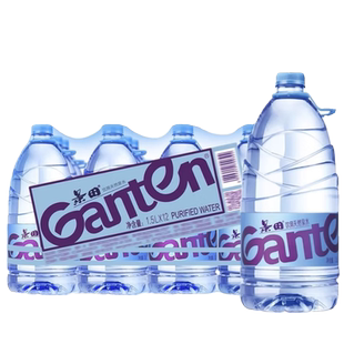 12瓶整件家庭办公泡茶非矿泉水大瓶 Ganten景田饮用纯净水1.5L