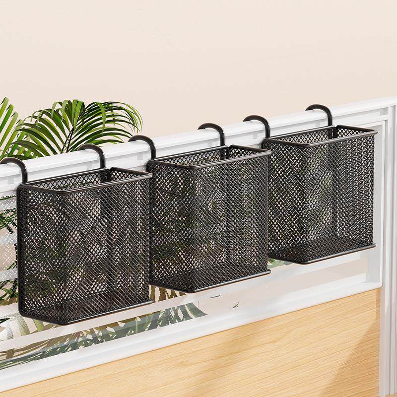 办公室桌面挂篮挂钩悬挂式笔筒收纳盒金属大容量隔板屏风工位储物