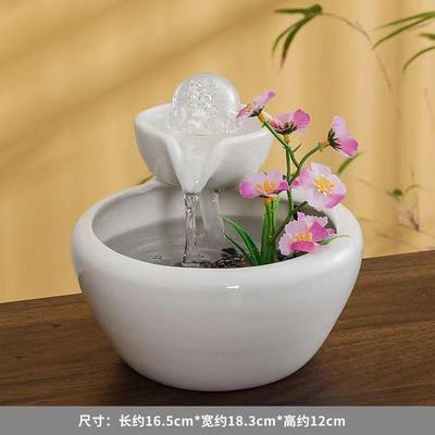 陶瓷流水鱼缸摆件流水生财自动循环喷泉办公室桌面加湿器猫咪饮水