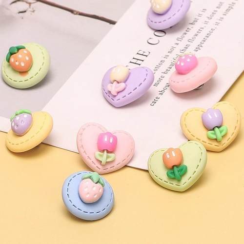 6颗装|卡通花朵儿童纽扣毛衣衬衫扣爱心彩色草莓扣子百搭可爱装饰