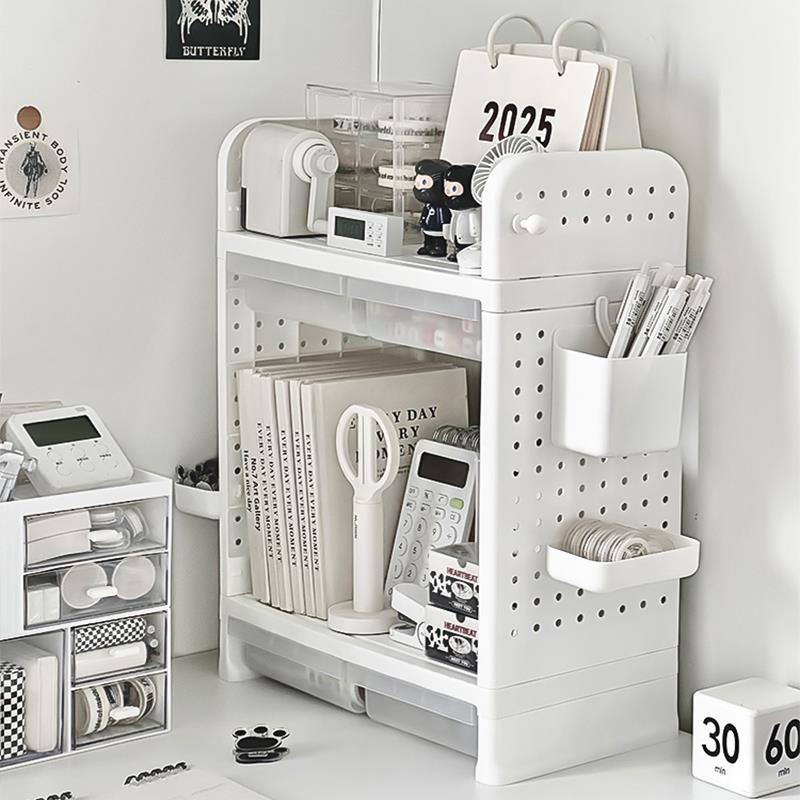 桌面收纳架学生笔筒多层宿舍书桌大容纳抽屉式亚克力文具置物盒架