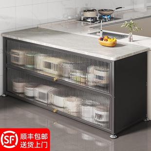 厨房置物架落地多层微波炉餐边收纳储物柜多功能靠墙一体碗橱柜子