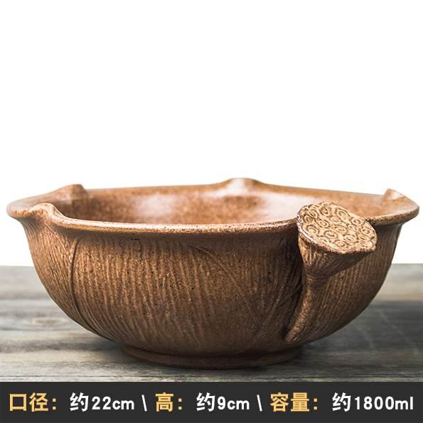 纯手工粗陶茶洗中式创意复古陶瓷杯洗水盂花盆茶渣桶功夫茶配件大