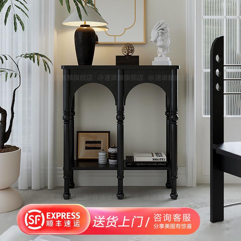 法式玄关柜实木客厅入户玄关桌子简约正对门靠墙落地置物台玄关架