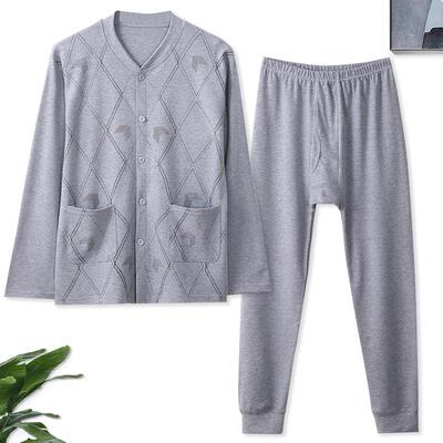 秋冬中老年人男棉质秋衣卫生裤棉毛衫大尺码对襟开衫薄款发热衣裤