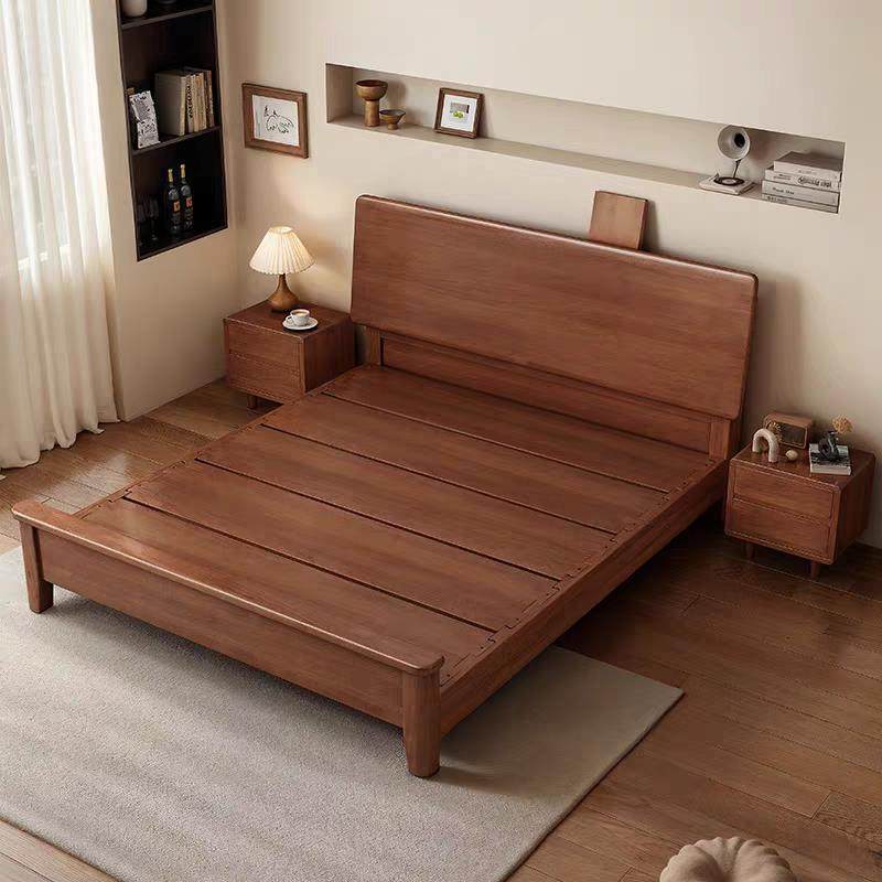 榫卯实木床小户型1m单人床现代简约胡桃色1.35m储物床1.8m双人床