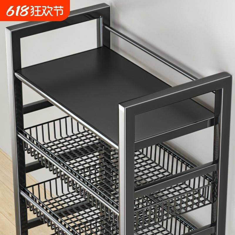 移动厨房菜篮子置物架家用落地多层果蔬收纳多功能烤箱微波炉锅架