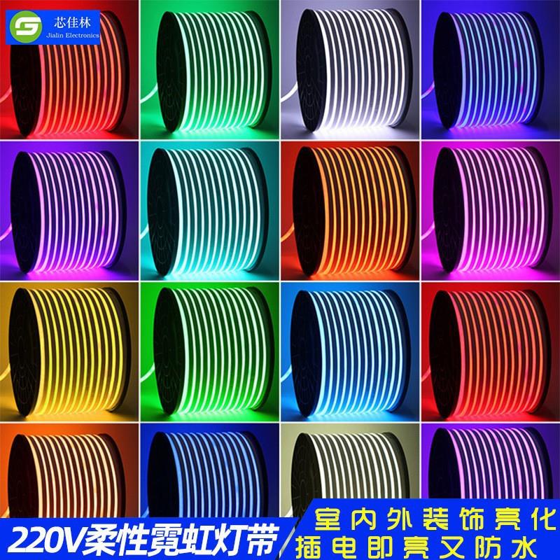 led柔性霓虹灯带户外防水软灯条厂家高压220V造型5050RGB