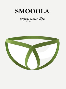 SMOOOLA男士前后镂空个性织带双丁裤丁字内裤