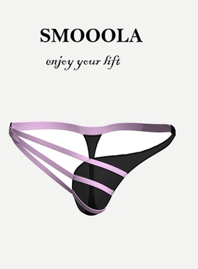 SMOOOLA丁字裤性感男式内裤比基尼时尚个性绑带镂空设计