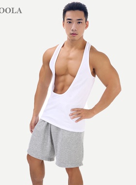 SMOOOLA男士宽松无袖背心性感深V领运动健美显肌肉上衣T恤