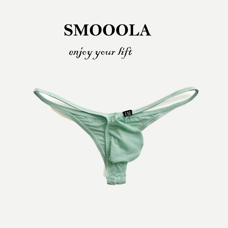 SMOOOLA男士三角裤薄冰丝低腰半包臀比基尼内裤