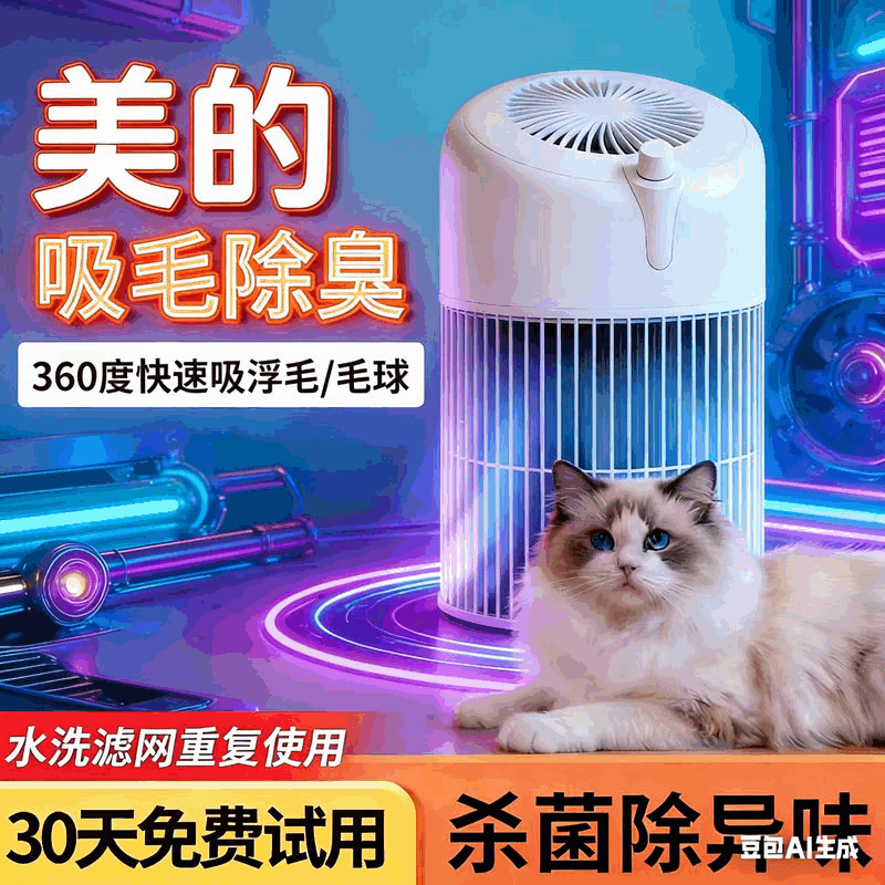 全自动吸猫毛神器宠物空气净化器养猫专用吸毛机360度环绕宠物