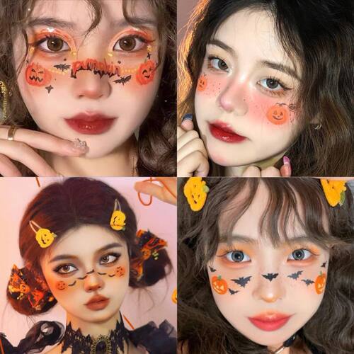 万圣节装饰妆容贴纸南瓜纹身