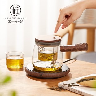 玻璃飘逸杯茶水分离杯过滤冲茶器家用懒人泡茶壶实木侧把泡茶神器
