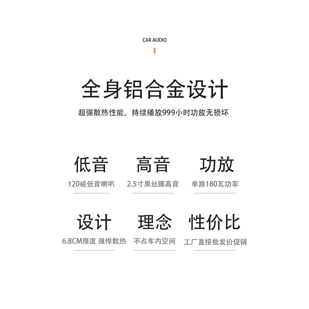 8寸有源12V24V超薄蓝牙大功率车载座椅低音炮音响喇叭改装升级包