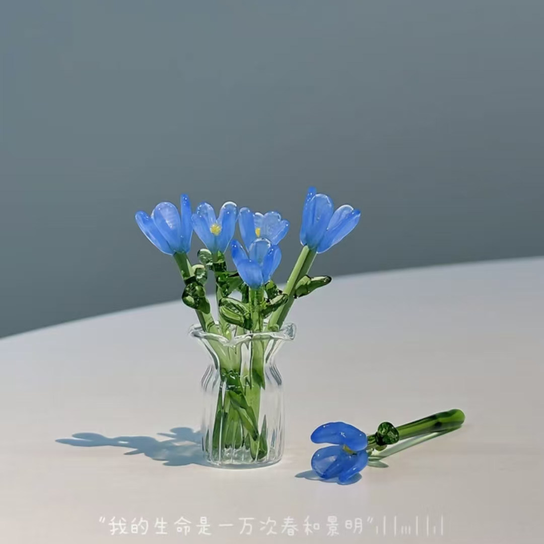 【生命是一万次春和景明】手工琉璃花朵办公室治愈系桌面花束摆件图片