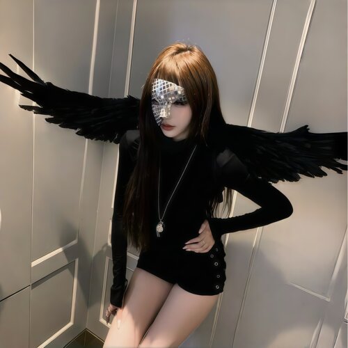BlackAngel覆面系菱格半脸面具