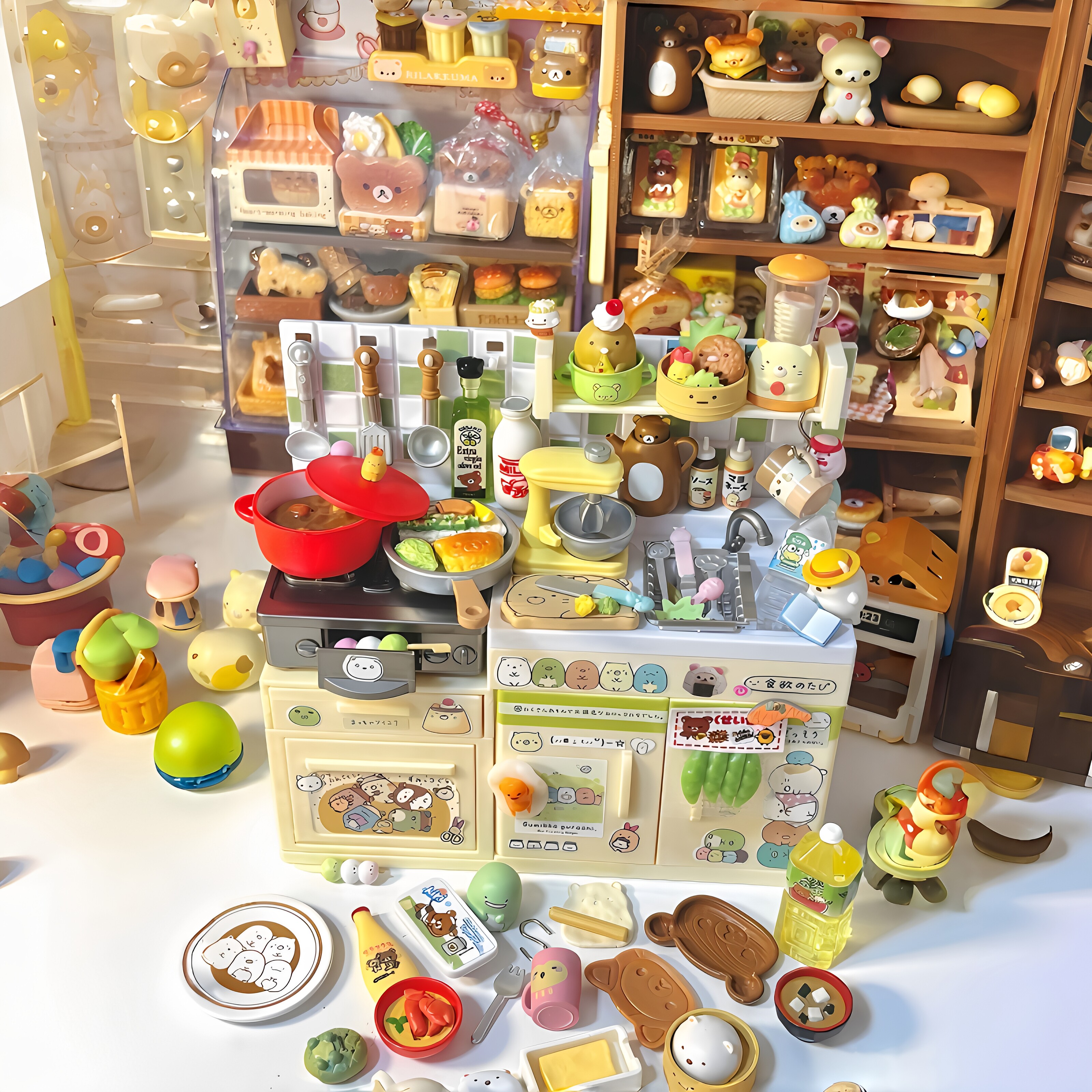 日系角落生物专属微缩厨房灶台搭配迷你食玩DIY小屋模型拍照道具