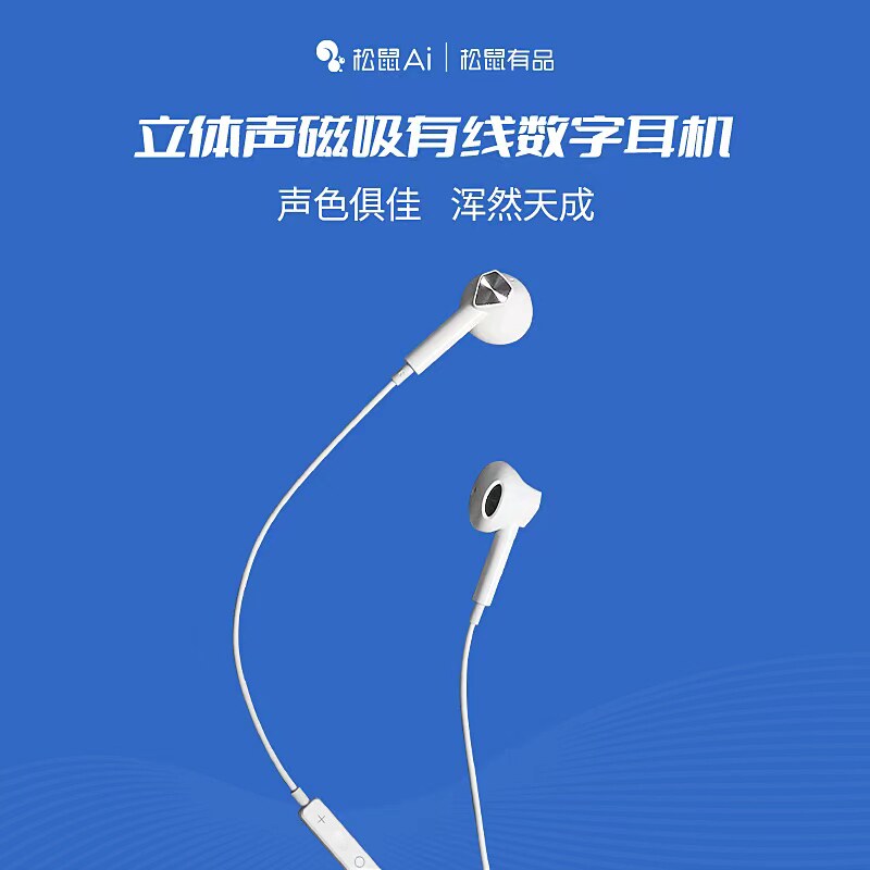 松鼠有品松鼠AI有线Type–c耳机半入耳式高音质hifi学习听力语音通话适用于华为vivo荣耀小米oppo一加手机