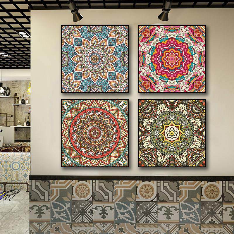 唐卡挂画吉祥八宝坛城壁画佛堂西藏尼泊尔曼陀罗波西米亚装饰画,家居饰品,现代装饰画,淘宝优惠券,粉丝福利购,淘宝优惠卷