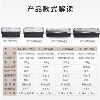 澳柯玛商用鲜肉柜卧式熟食冷藏展示柜商场超市卤味点菜生鲜岛柜