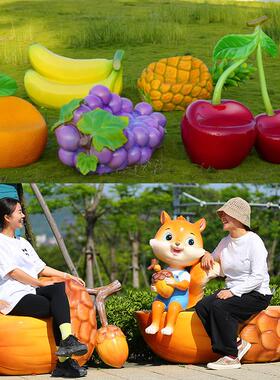 户外卡通兔子恐龙休闲座椅幼儿园庭院商场玻璃钢动物雕塑景观摆件