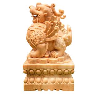 石雕貔貅一对招财汉白玉晚霞红青石门墩石鼓别墅门口镇宅神兽摆件