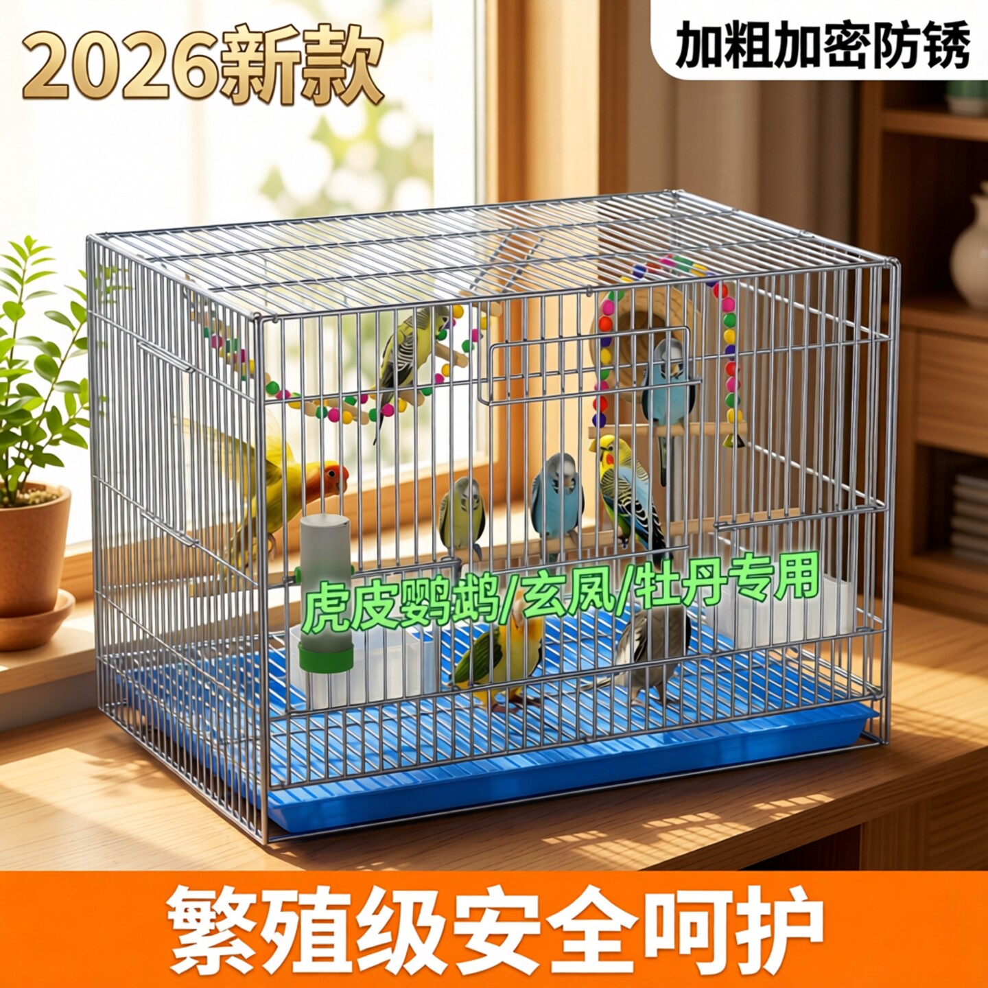 2026新款镀锌别墅鹦鹉笼加粗加密