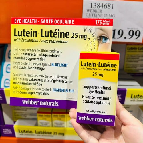 现货 加拿大伟博Webber Naturals叶黄素Lutein胶囊175粒25mg。
