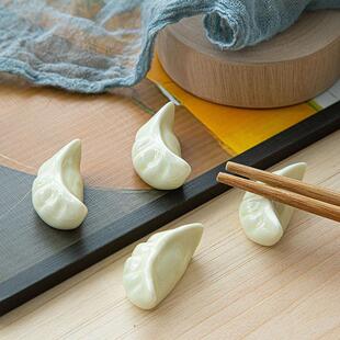 酒店家用商用陶瓷水饺筷子架筷托可爱餐桌小摆件笔架 创意个性