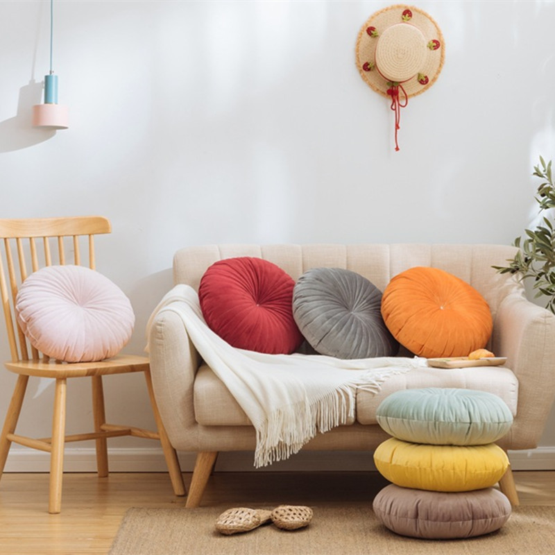 北欧ins风纯色丝绒南瓜抱枕 沙发靠垫抱枕办公室坐垫现货