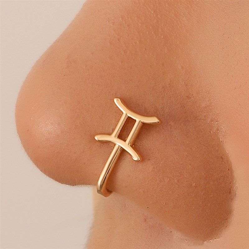 1Pc Copper Fake Piercing Nose Ring 12 Constellation Clip On