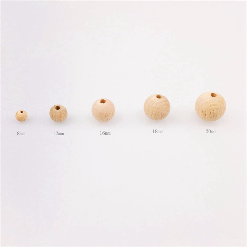 10-150PCS Beech Wooden Newborn Chewable Bead Round Ball Ecof