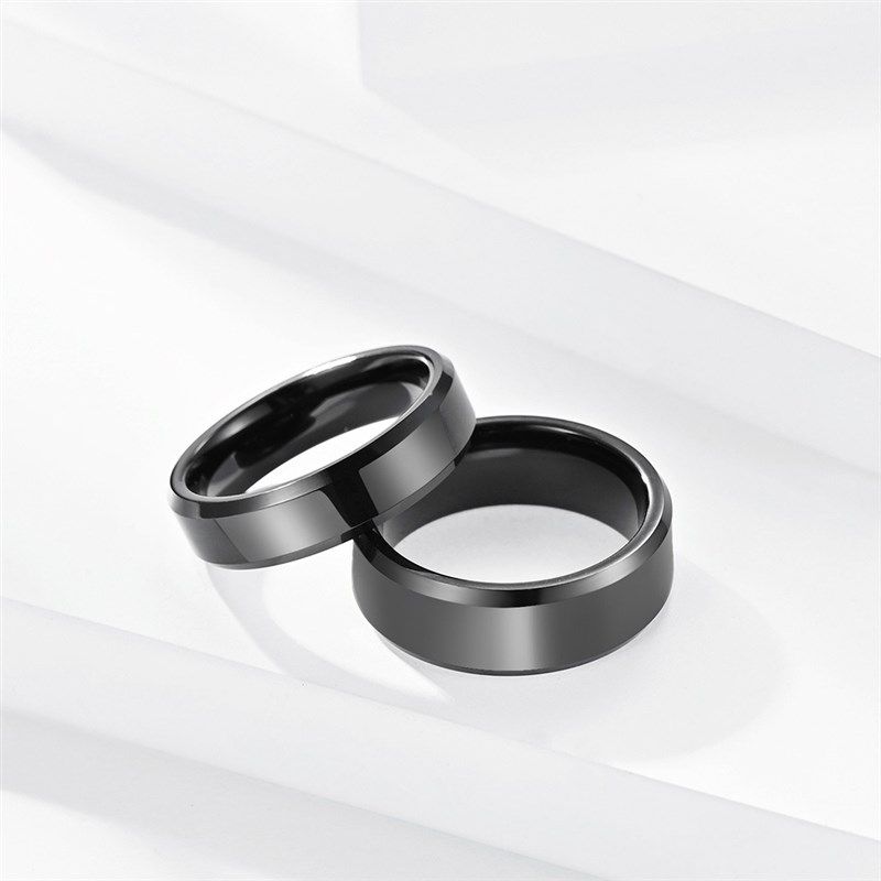 2022 6/8mm Tungsten Steel Ring Black Steel Color Mens Fashi