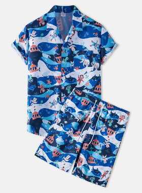 European size new youth shirt shorts suit men's loose be