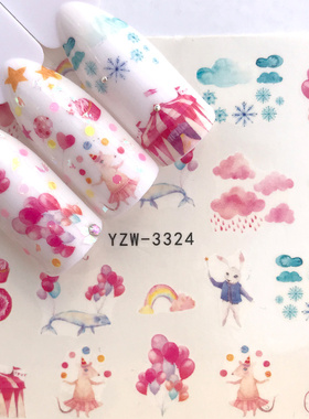 1 Sheet Watercolor Simple Floral Flower Nail Sticker Gel