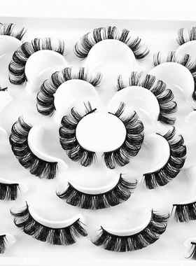 10 Pairs Eyelashes Russian Strip Lashes Natural Wispy Fluffy