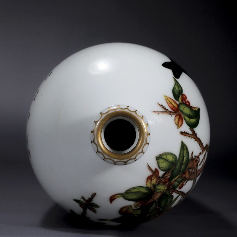 清雍正瓷器粉彩花鸟纹梅瓶一对古董古玩明清老瓷器旧货老货收藏