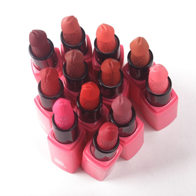 Mushroom maquiagem 12 Colors Penis Shape Lips Makeup Matte