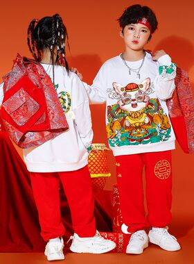 好货街舞儿童潮服秋季男女童嘻哈演出服潮流套装小学生中国风表演