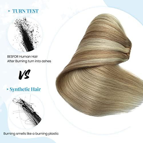 Sew in Hair Extensions Real Human Hair  BESFOR 18 Inch 100g