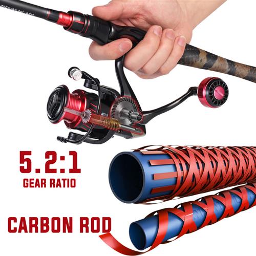 Sougayilang Spinning Fishing Set 4 Section Carbon Fishing Ro