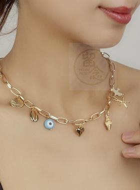 。Accessories ins cool wind devils eye clavicle chain tide