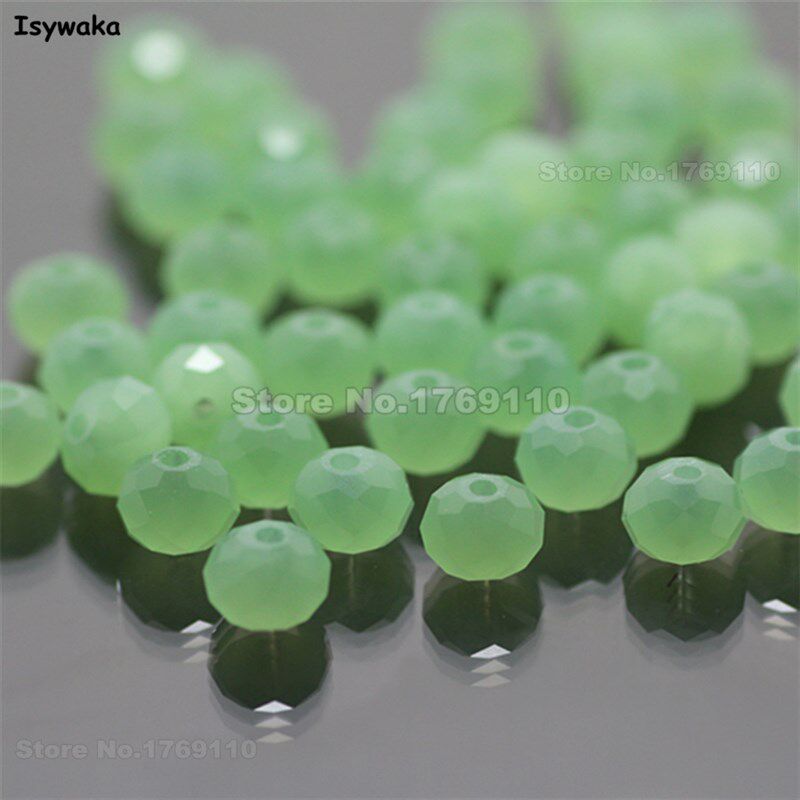 Isywaka Solid Green Color 4*6mm 50pcs Rondelle Austria