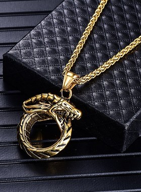 Jewelry ouroboros titanium steel necklace men trendy person